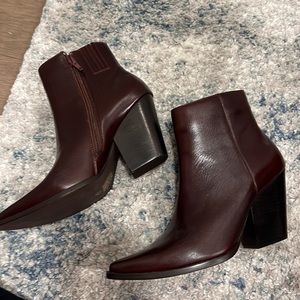 Jeffrey Campbell  maroon leather heeled booties